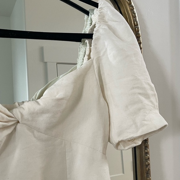 Zara Blogger's Favorite L Linen Blend Knotted Rustic Puff Sleeve Midi Dress - Picture 7 of 7